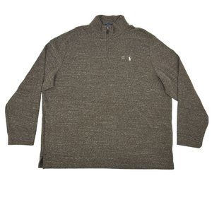 Polo Ralph Lauren Sweater Mens Brown Heather XXL Estate Rib 1/4 Zip Pullover NEW